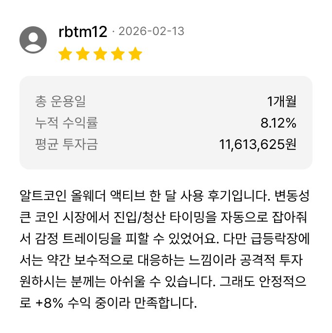 퀀터스 전략을 한 달 운용한 이용자가 남긴 후기